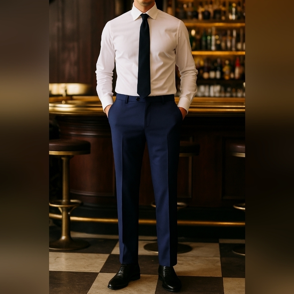 Like New Lauren By Ralph Lauren Slim Fit Navy Blue Trousers